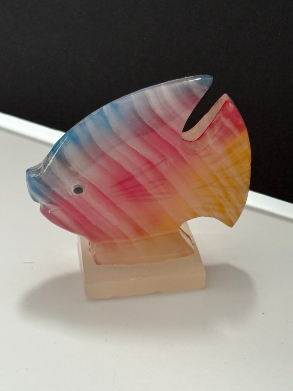 Carved Stone Marble Angelfish Figurine